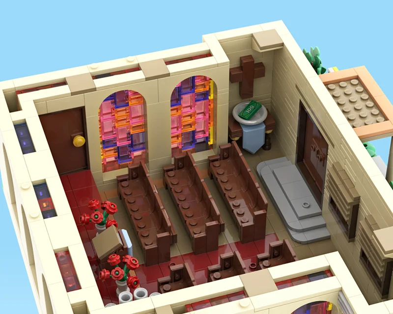 Moc Bouwsteen Springfield Kerk Architectuur Model Technologie Modulaire Simpsoned Modulaire Baksteen Stad Street View Speelgoed Cadeau