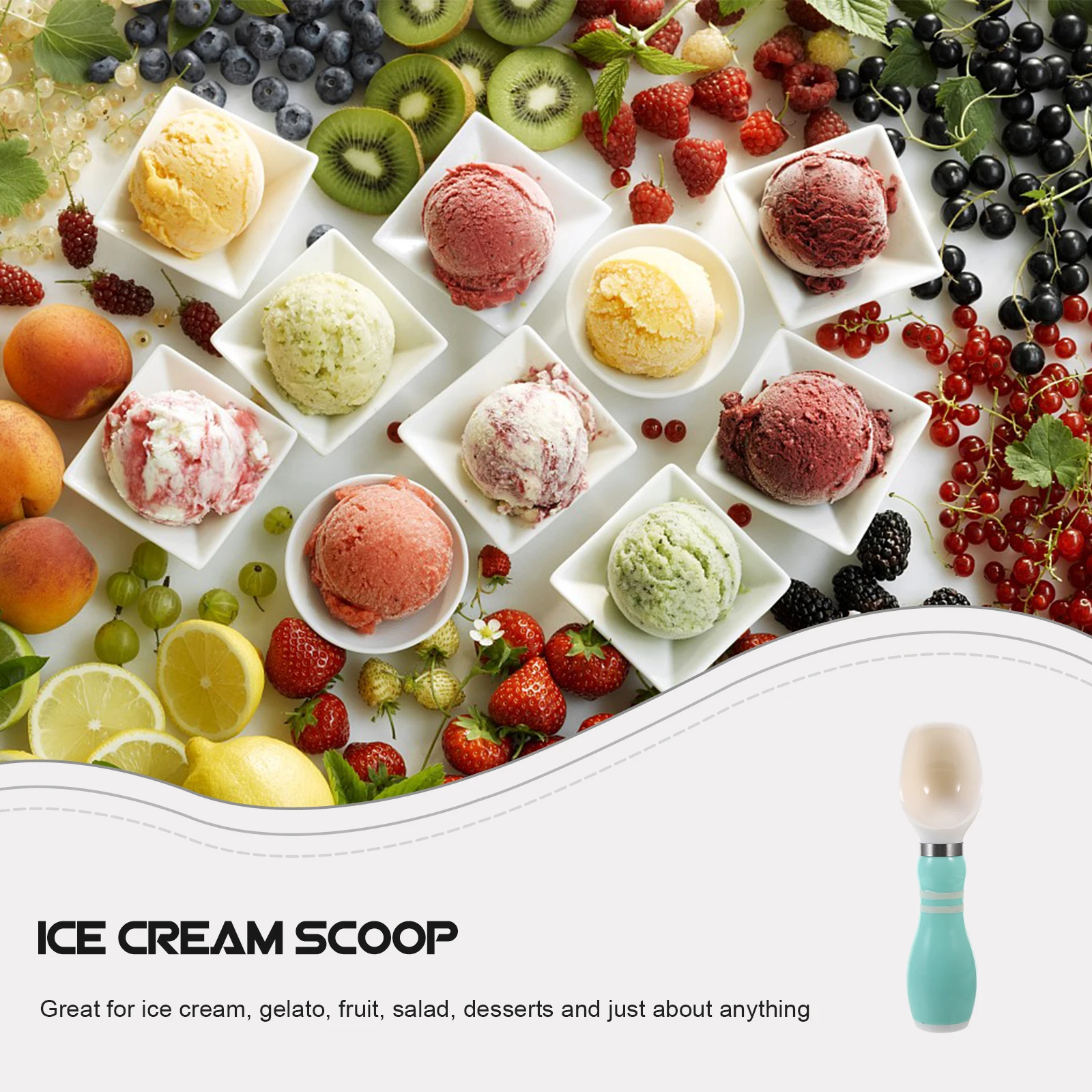 

2pcs Ice Cream Scoop Fruit Digging Spoon Melon Baller Food Safe Kitchen Gadget For Dessert Gelato Fruit Salad Mashed