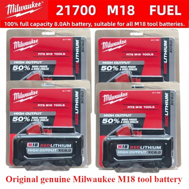 

Original M18 Milwaukee XC 18V 8.0Ah, For Milwaukee Tool Rechargeable Battery 18V 48-11-2830 0730-20 21700 cell M18 Battery