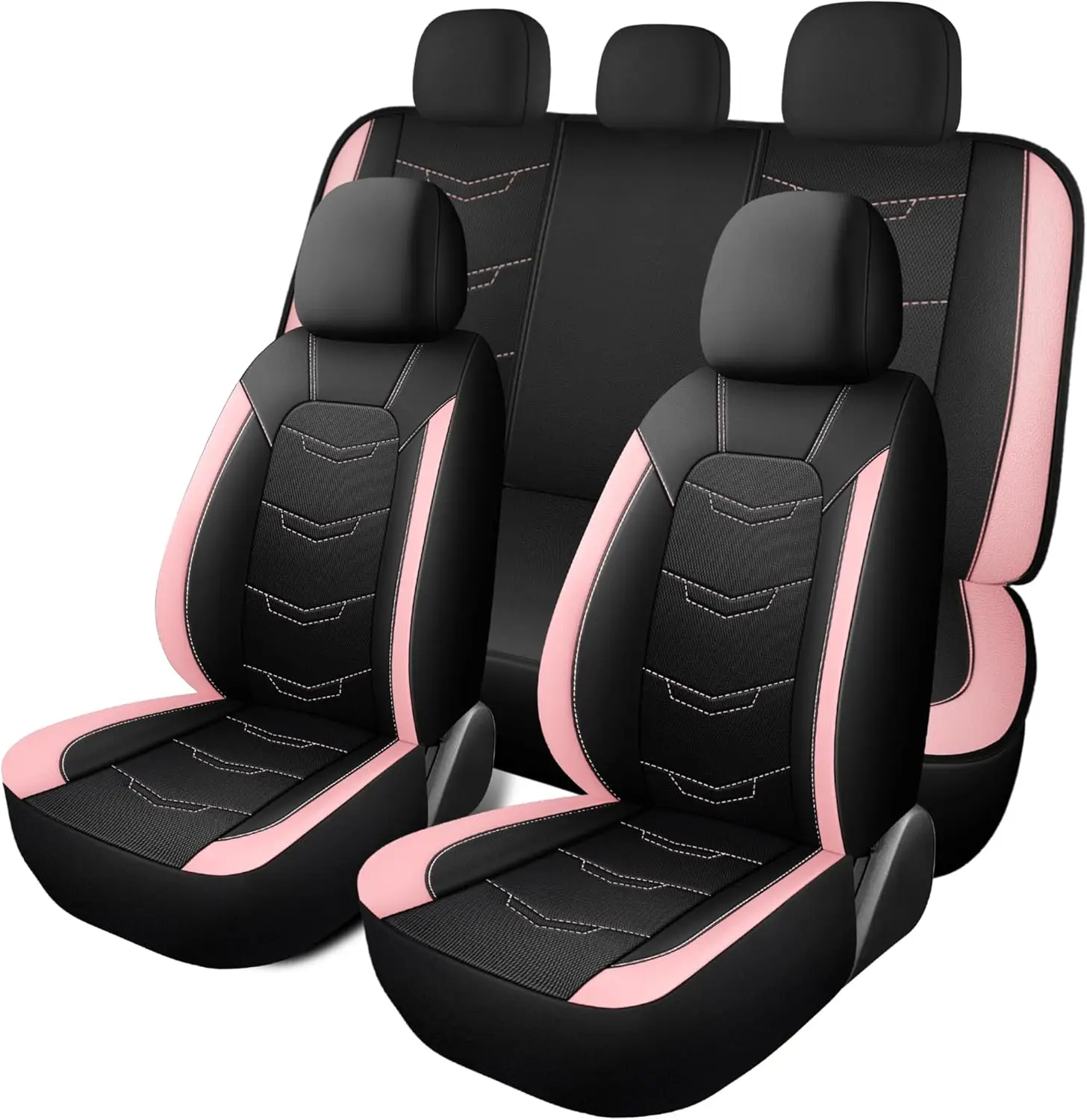 

Breathable Sport Car Seat Covers, Universal Fit for Sedans SUVs Trucks, Pink and Black Full Set