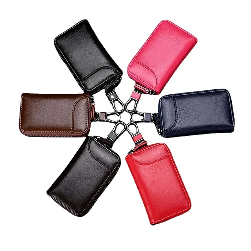 New Fashion Genuine Leather Car Key Bag Case Wallet Holder Chain Smart Leather Keychain Car Key Holder Key Pouch Organizer