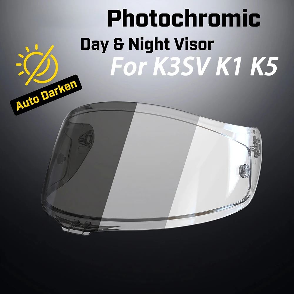 

Motorcycle Helmet Photochromic Visor For AGV K3-SV K1 K5 Lens Phototropy Clear Anti-UV Glasses Shield Autochromic lens