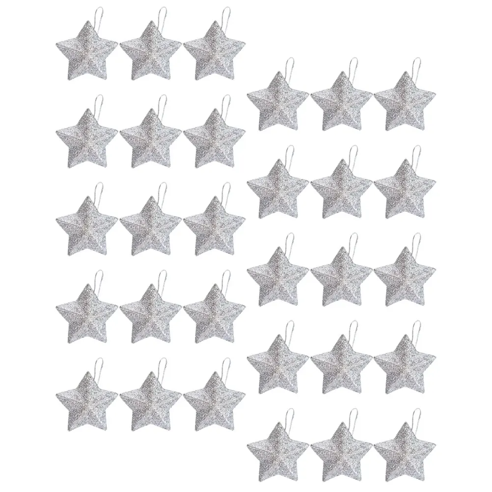 

30 Pcs Mini Ornaments Hanging Paper Stars Party Decorations Outdoor Christmas Glitter New Year Pendant Iron Five-pointed