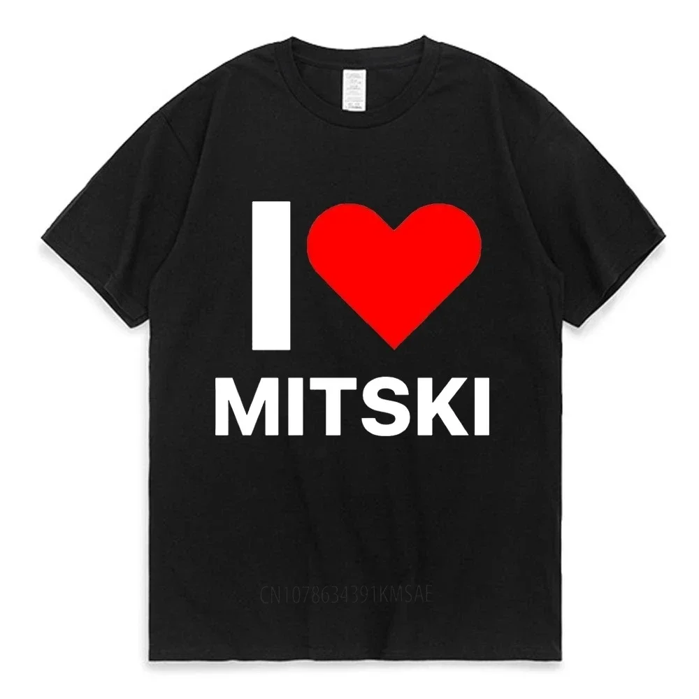 Забавная Женская футболка I Love Mitski, Мужская хлопковая футболка с коротким рукавом, летняя футболка в стиле Харадзюку, одежда унисекс, свободные футболки