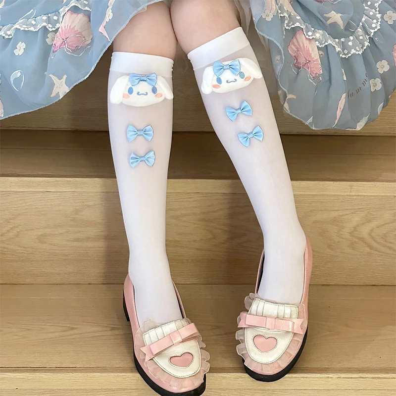 Chaussettes à nœud papillon Cinnamoroll pour enfants, Kawaii, Sanurgente, Anime Kuromi, My Melody Summer Sweet, Cute Cartoon, Thin Pys, Lolita Gift