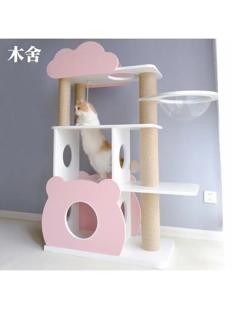 Large luxury solid wood cat climbing frame, cat house, cat tree, space capsule, scratching post platform