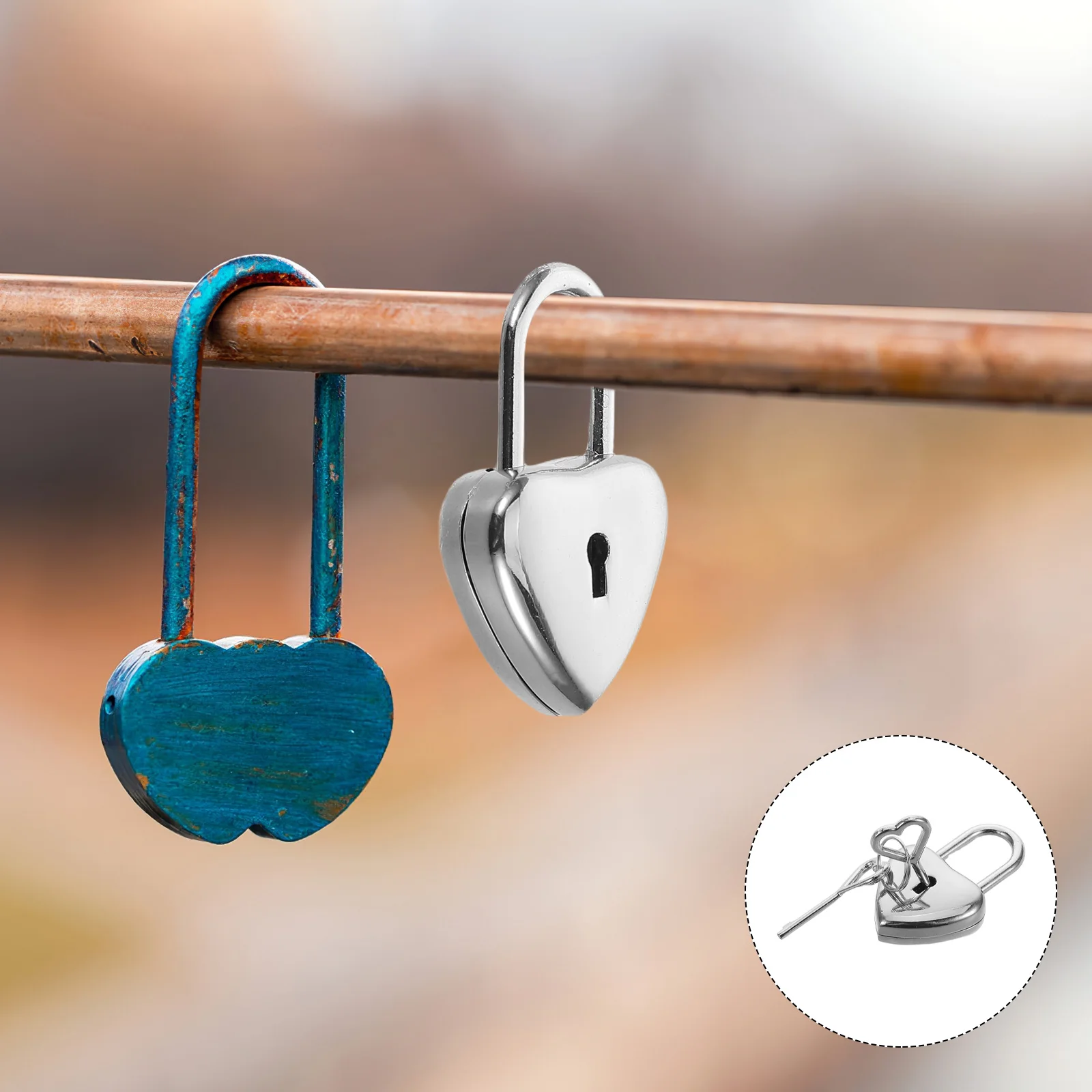 

4 Sets Couple Wish Lock Jewelry Storage Padlock Handbag Diary Mini Key Metal Heart