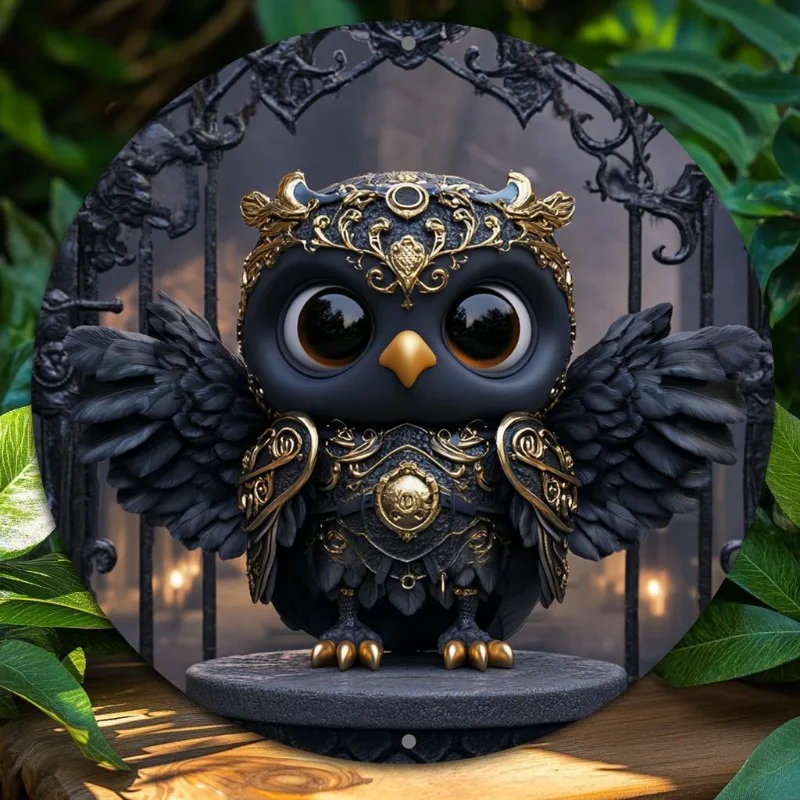 

Owl Warrior Aluminum Wall Art, Round Metal Sign for Home, Office, Bar, Kitchen Decor, Perfect Gift for Valentine's Day, Holidays