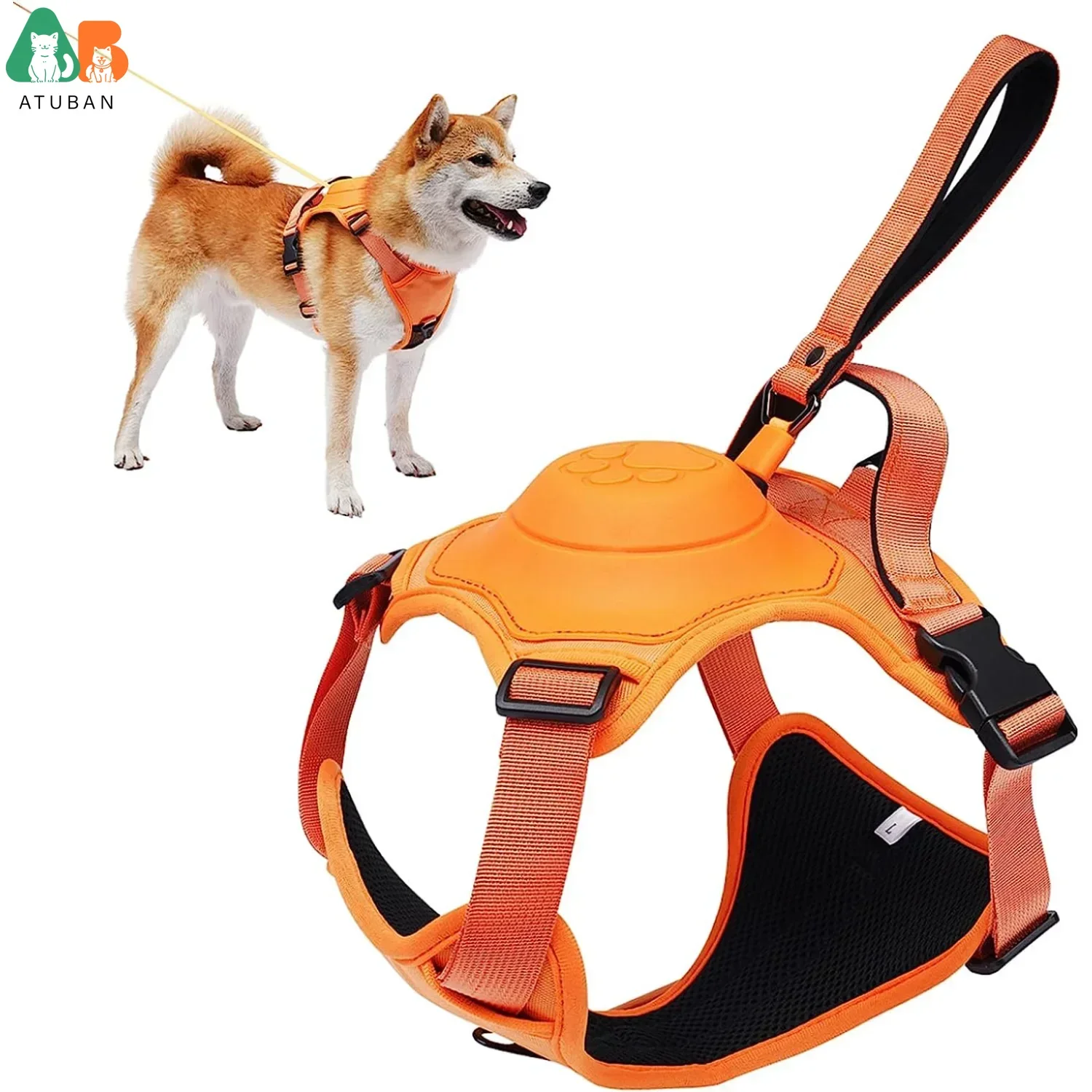 Dog Harness and Retractable Leash Set All-in-One. Automatic Anti-Burst Impact,Flexible Rope, Anti-Twist. Adjustable Breathable