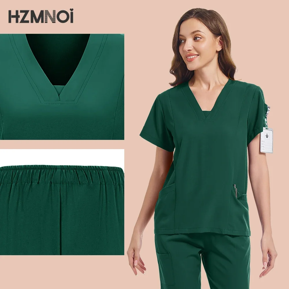 Conjunto de esfoliante médico, uniformes cirúrgicos hospitalares de beleza, mulheres, tops, calças, acessórios de enfermeiras, clínica dentária, roupas de trabalho para animais de estimação