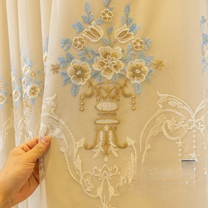 Simple High Shading Curtains For Bedroom New Double-layer Embroidered Gauze Integrated Living Room Thermal Insulation Sunscreen