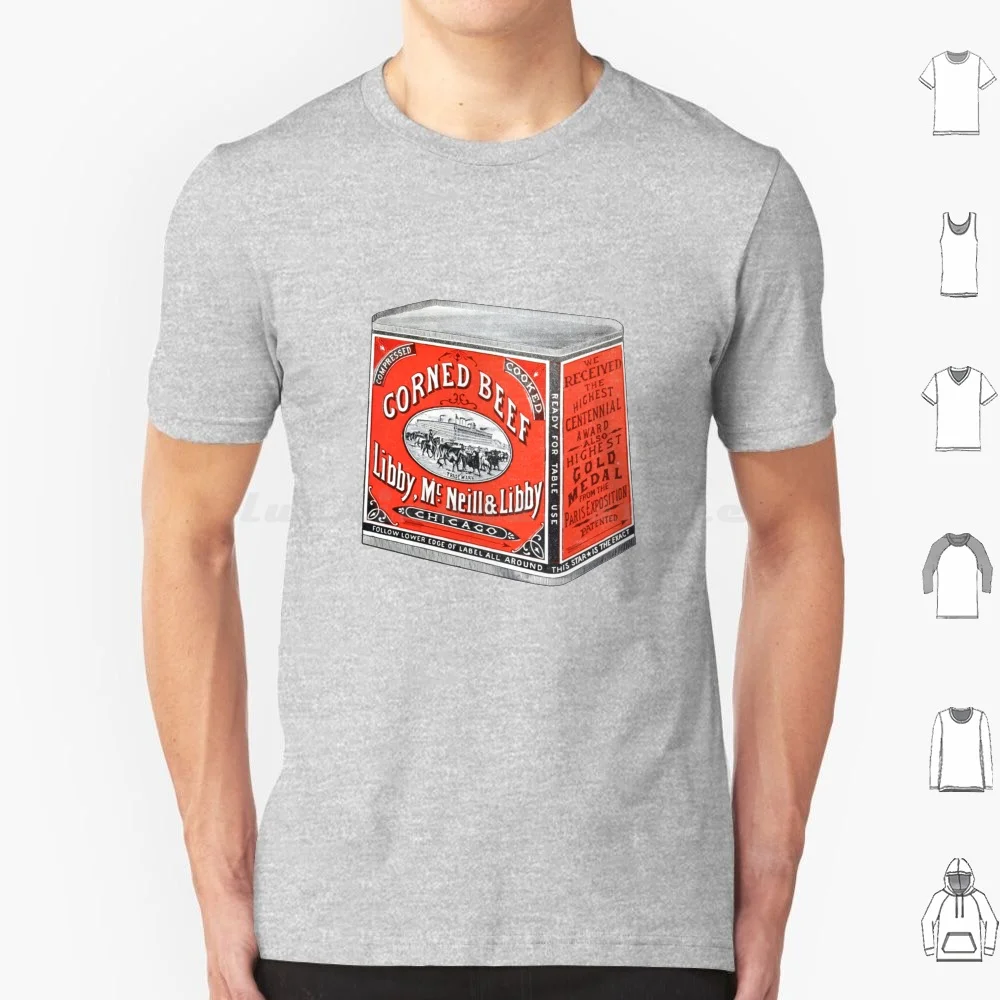 

Classic Corned Beef Vintage Illustration T Shirt Big Size 100% Cotton Corned Beef Canned Food Can Classic Vintage Retro Red