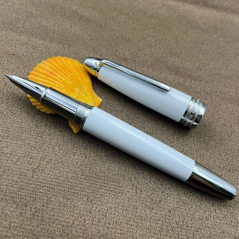 

PENCHEN 146, латунная белая металлическая перьевая ручка с капюшоном, наконечник EF F M, изогнутый 0,38 0,5 0,7 мм, роскошная ручка для каллиграфии Mb, канцелярские принадлежности