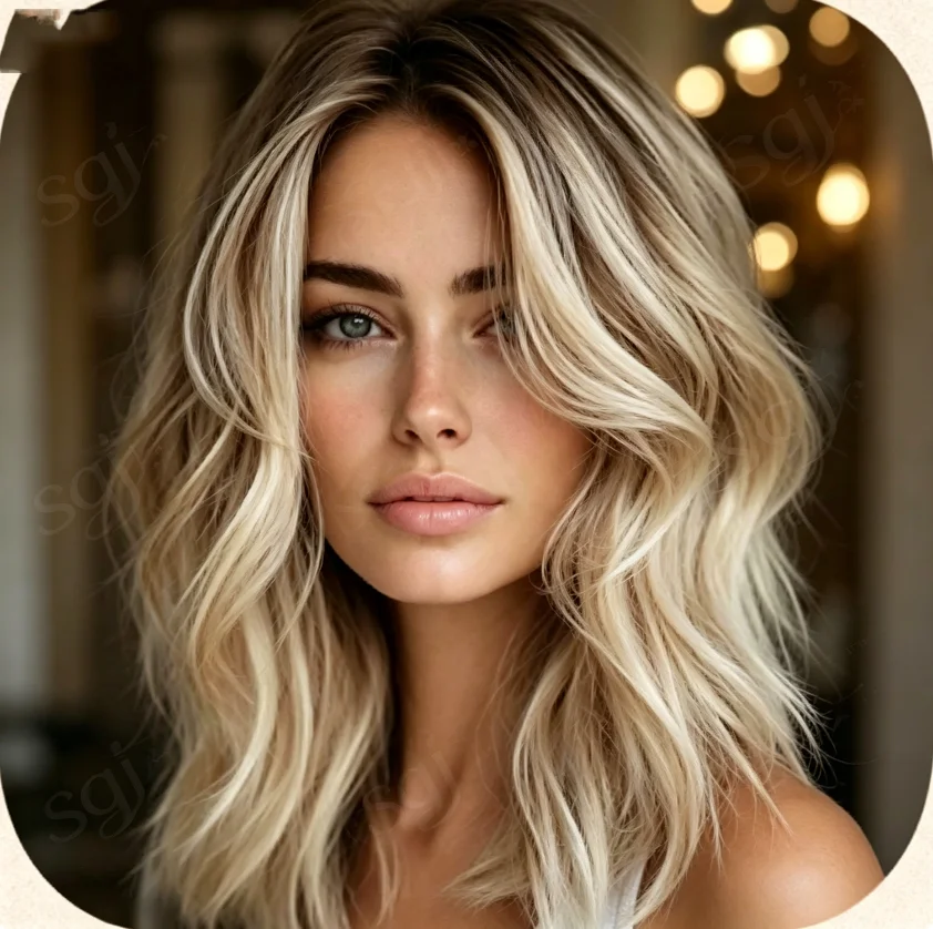 Glueless Fashion Highlight Blonde Soft Natural 18inch Wave 180 Density Deep HD lace front wig, suitable for women Heat Resistant