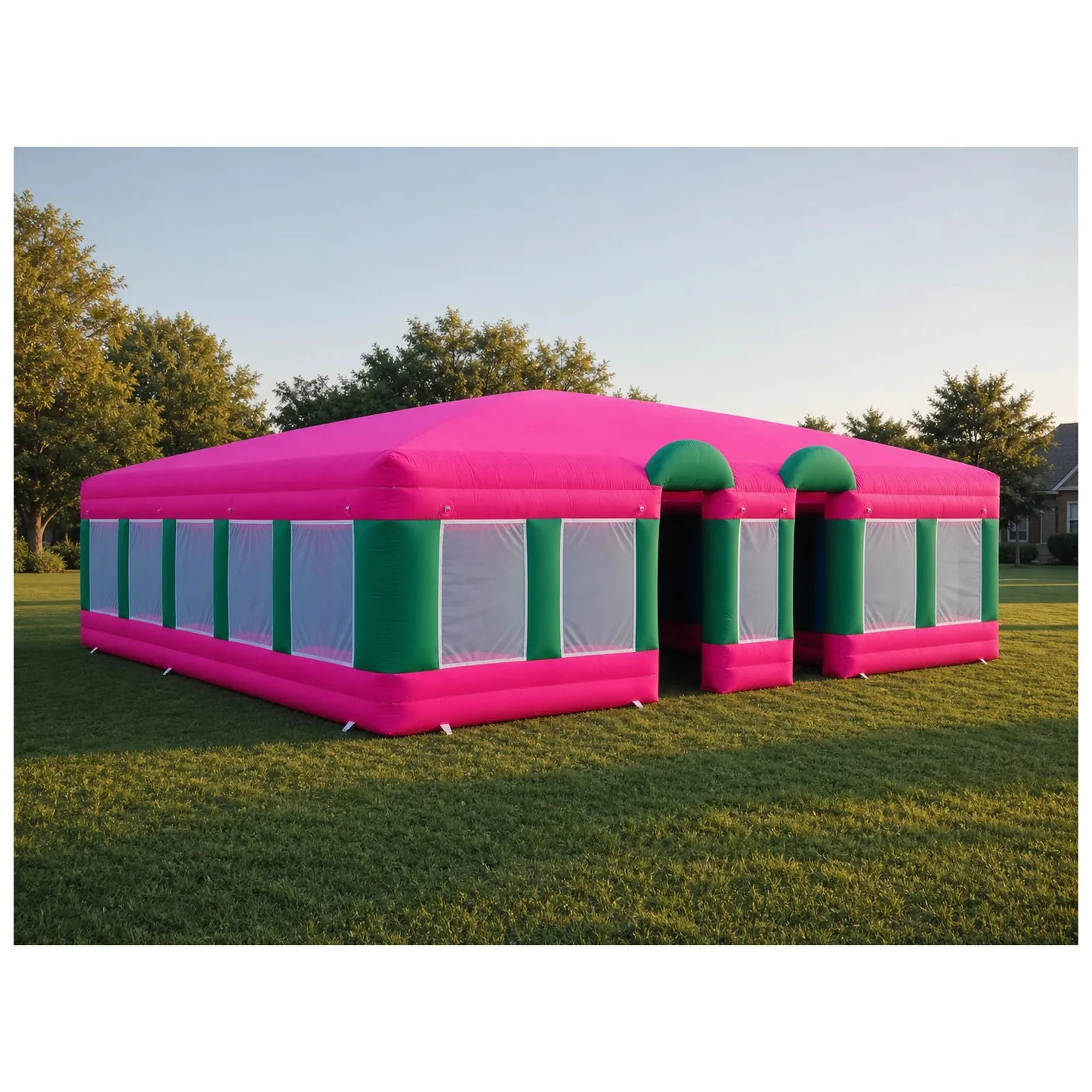 Commercial Pink Green Mesh Covered Inflatable Maze 9X9m 30X30ft with Blower Rental Challenge Outdoor Party Events Fun Event