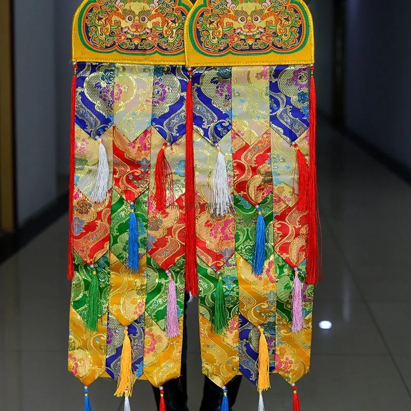 90X24CM Tibetan Style Buddhist Hall Decoration Five Colours Pendant Hanging Flags Home Indoor Temple Wall Prayer Flags Pendant