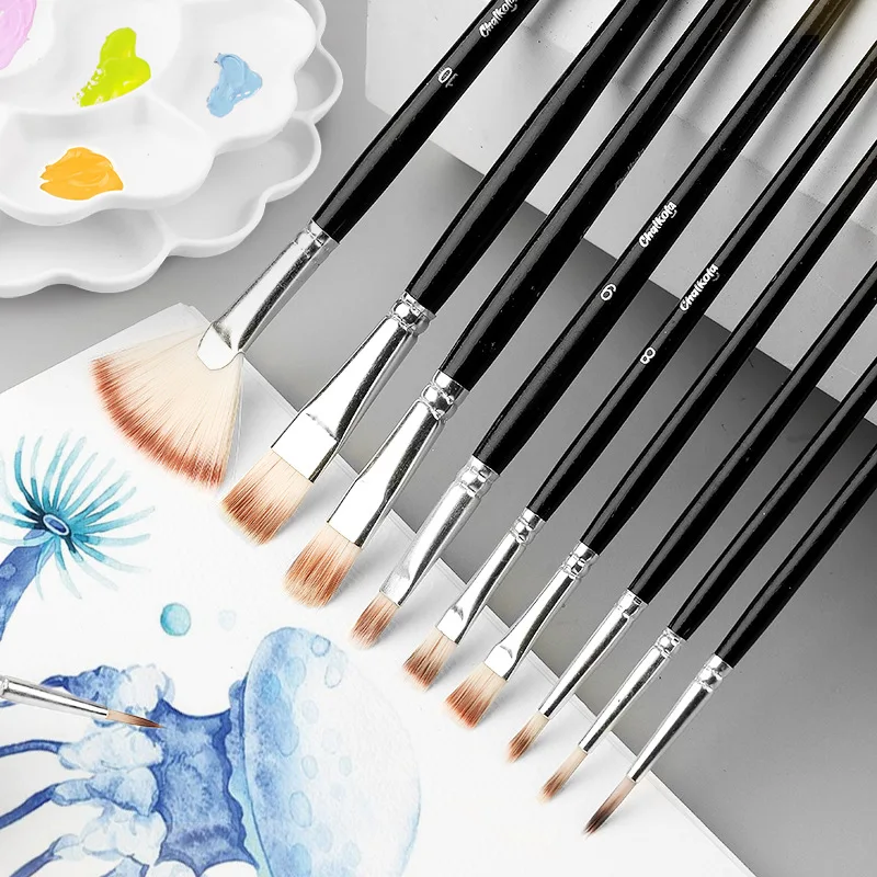 brush set of 10 nylon brushes painting fine art oil brush painting acrylic gouache brush make up brush set