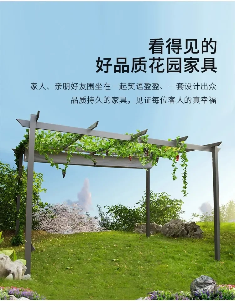 Terrace Courtyard Sliding Aluminum Alloy Canopy, Outdoor Garden Outdoor Awning, Manual Retractable Tent