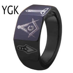 12mm Classic Style Masonic Tungsten Carbide Rings Vacuum Plating Black Rings Laser Freemasonry Sign Tungsten Ring