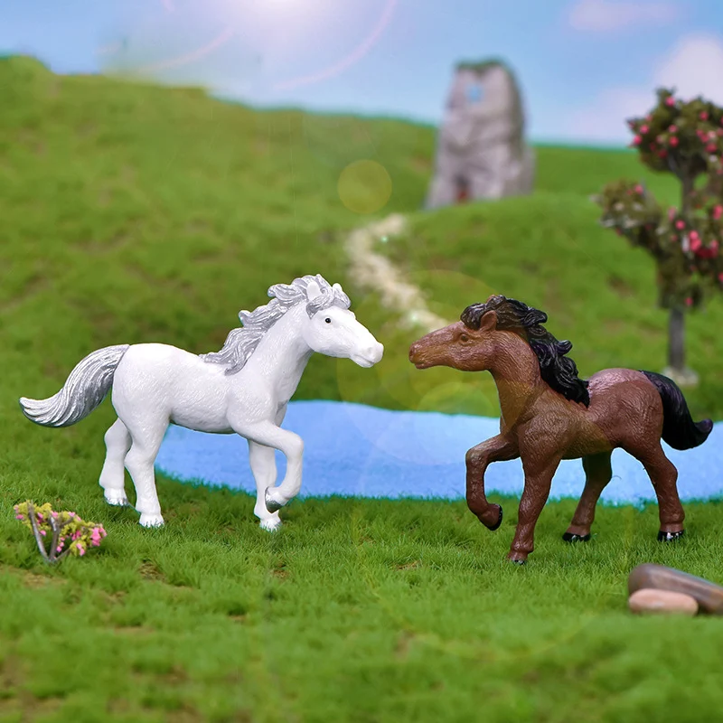 Figurines d'action de simulation de grand cheval pour enfants, modèle animal, jardin nickel é, figurine l'inventaire Auckland, cadeau pour la maison, jouets de décoration de bureau