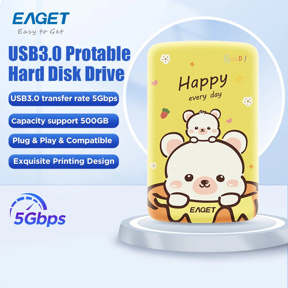 EAGET G66 Portable HDD External Hard Disk Drive 500GB 1TB External Memory Cute Hard Drives for SamSung PC Laptop Desktop