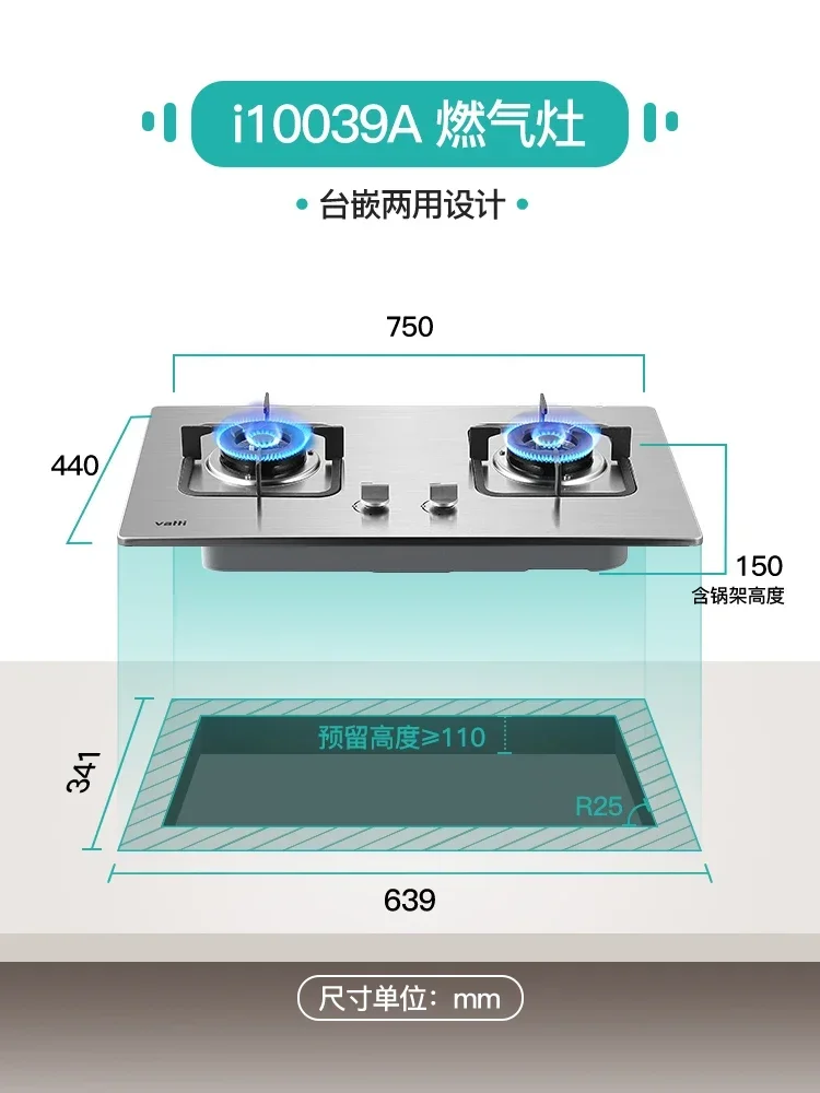 가정 및 야외 요리용 Vatti 가스 스토브, 스테인레스 스틸 더블 버너, 천연 및 LPG 가스 쿡탑