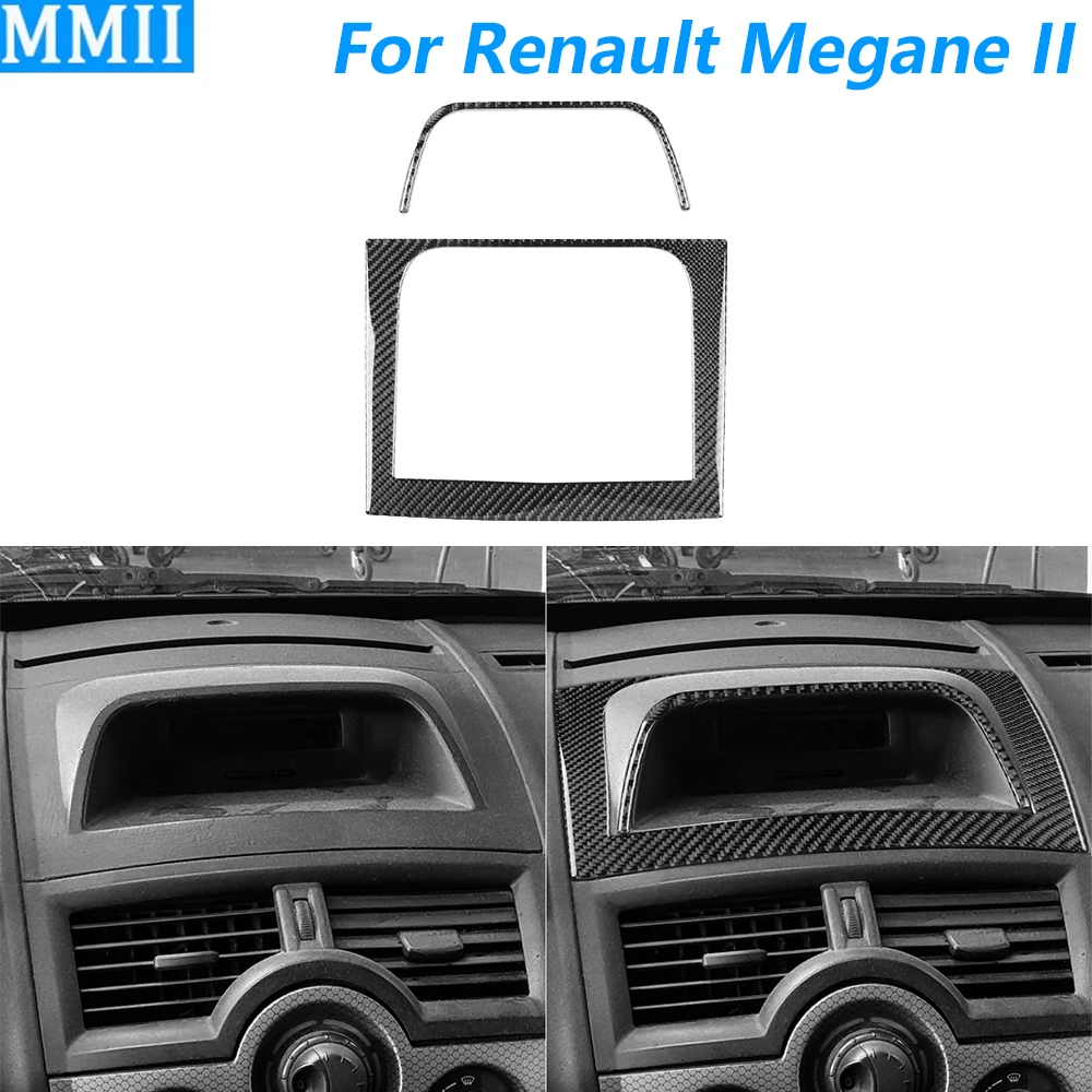 

Для Renault Megane II 2004-2008: Комплект накладок из карбона для центральной консоли и цифрового дисплея, аксессуары для автомобиля, наклейки