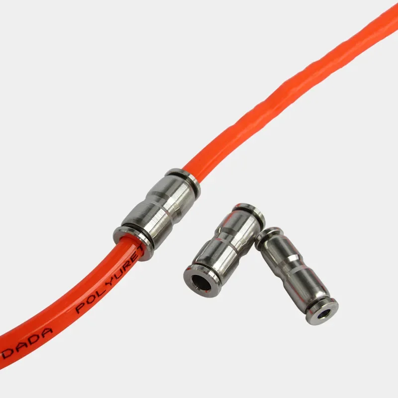 1PCS Air Pipe Connector Pc Quick  Pneumatic   Stainless Steel Plug  Pu Twist   Straight