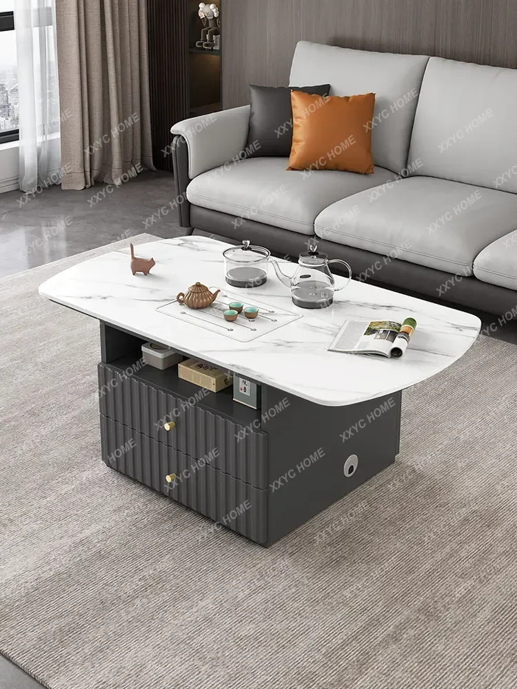 

A Multifunctional rock slab coffee table Small apartment intelligent simple storage tea table