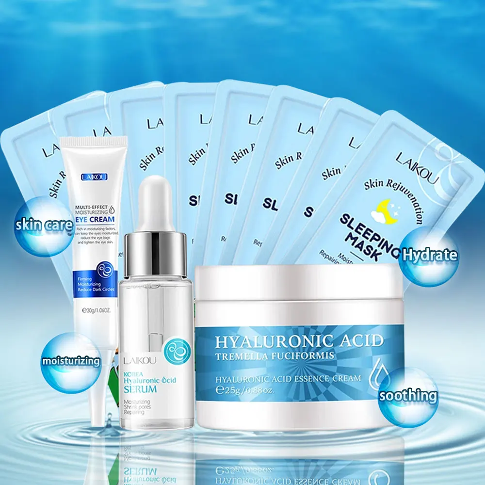 

Hyaluronic Acid Serum Whitening Cream Anti Wrinkle Essence Moisturizing Repair Sleeping Mask Firming Eye Cream Skin Care Set
