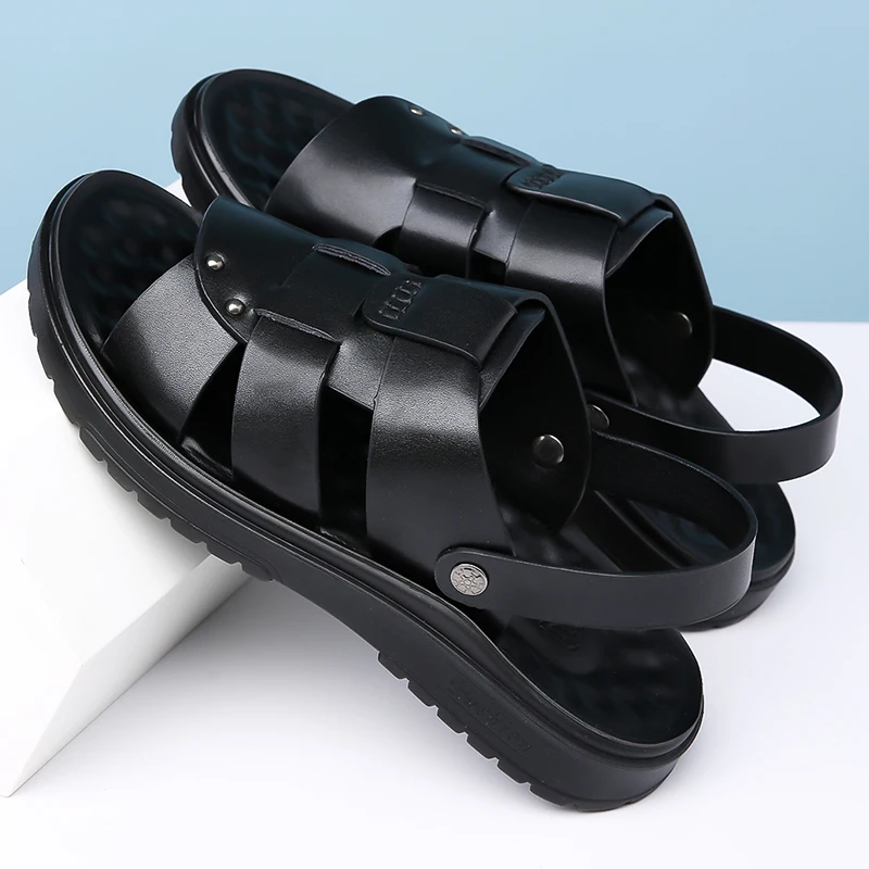 Men's Summer Beach Shoes Thick Bottom Anti-Slip Slippers Comfortable Soft Sole Two-Way Wear Sandals-T83