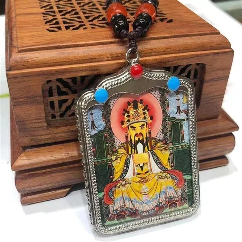 Unique Nepal Buddhism Pendant Necklaces Women Amulet Tibetan female god of wealth, fox fairy Thangka Picture box pendant Exotic