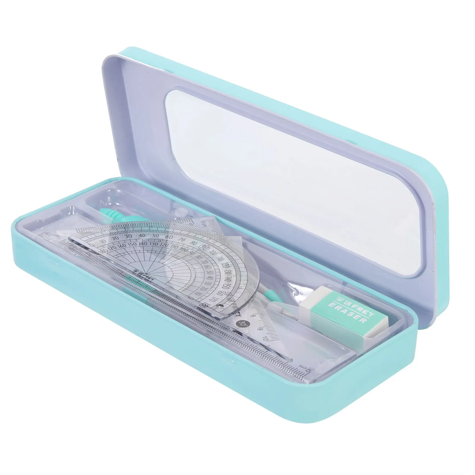 1 set 1 Set Drawing Compass Toolkit Geometry Set Measuring Tools School Supply Engineering Drafting Kit Student Stationery Ruler