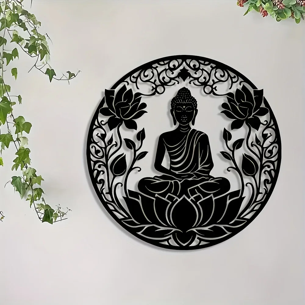 CIFBUY Iron Wall Art Lotus Metal Sculpture Rustproof Hanging Plaque Home Living Room Outdoor Garden Patio Decor Sign
