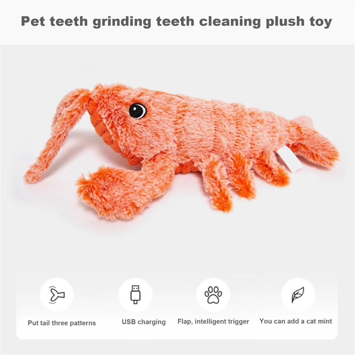 Floppy Lobster Dog Toys Plush Jumping Lobster Interactive Toy Motion Activated Moving Pet Toy, Plush Pet Chew Toy,B