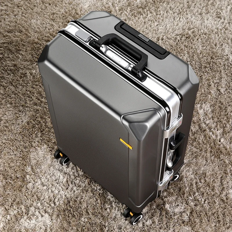 College student zipper trolley case ABS+PC aluminum frame luggage ultra-light mute universal wheel suitcase with USB socket