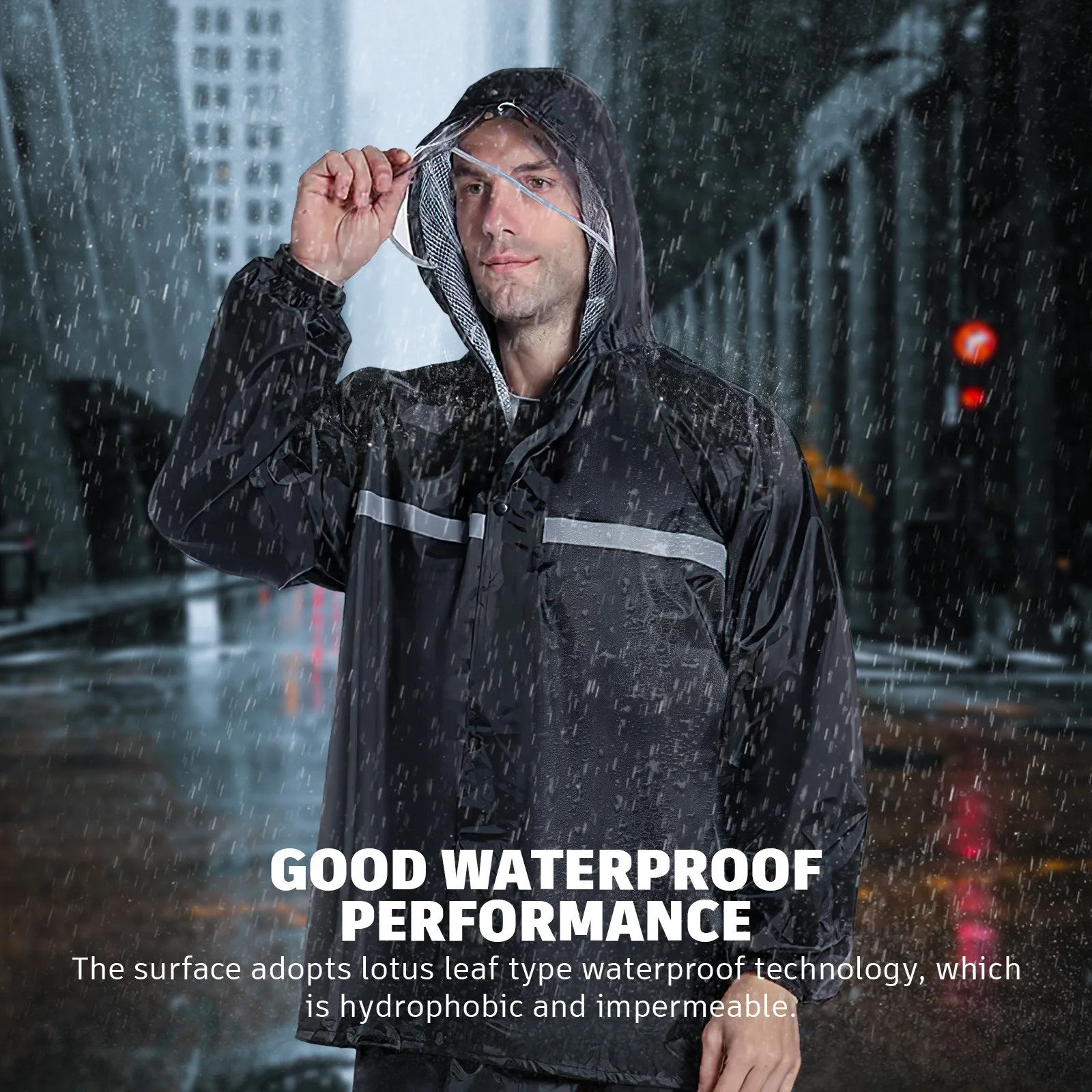 

1 set Double Layer Suit Set Polyester Mesh Lined Hat XL Size Men Raincoat For Men Women Full Body Cover Waterproof Coats