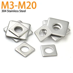 M3 M4 M5 M6 M8 M10 M12 M14 M16 M18 M20 DIN436 304 Stainless Steel Flat Washer Thicken Square Gasket Curtain Wall Shim Metal Ring