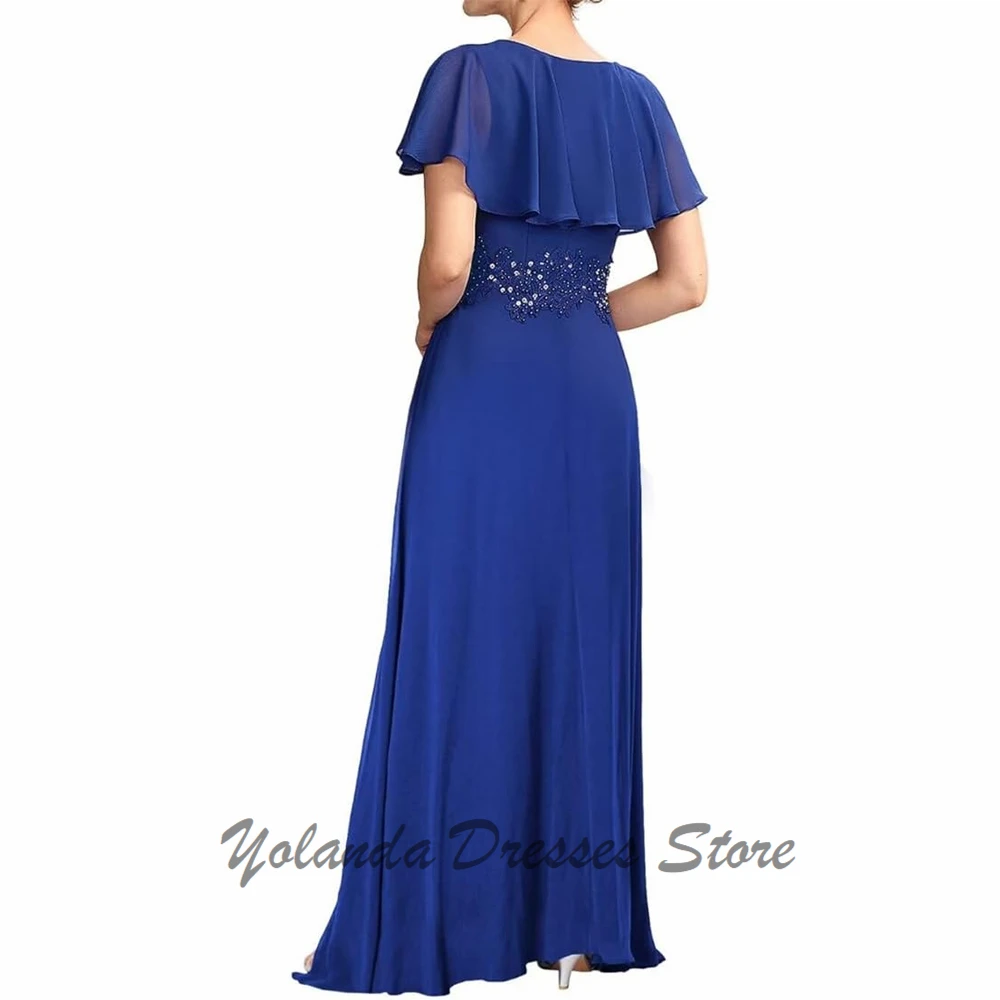 Personalizado sem mangas mãe da noiva vestidos applique renda formal vestido de noite com zíper voltar vestido de convidado de casamento lantejoulas