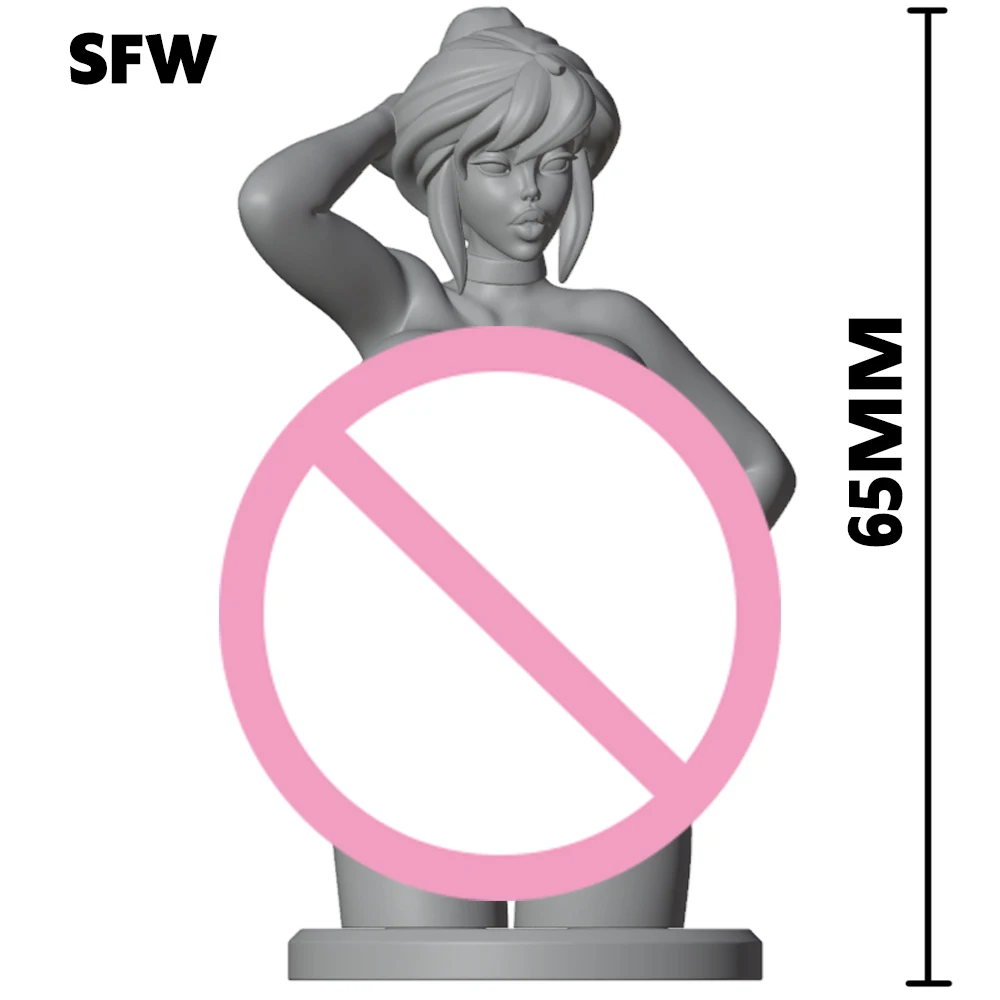 65mm Belle Sexy Holli Büste Halter Grau Harz Figur Spielzeug Unbemalt GK Puppe Unmontiert 3D Druck Miniatur Reduktion Statue spielzeug