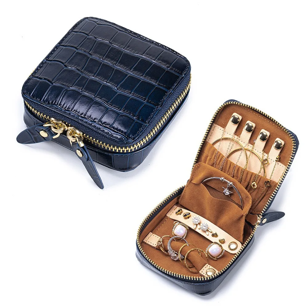 Small Genuine Leather Jewelry Bag Alligator Pattern Cow Leather Box for Earrings Necklace 2026 New Cow Leather Coin Purse Woman