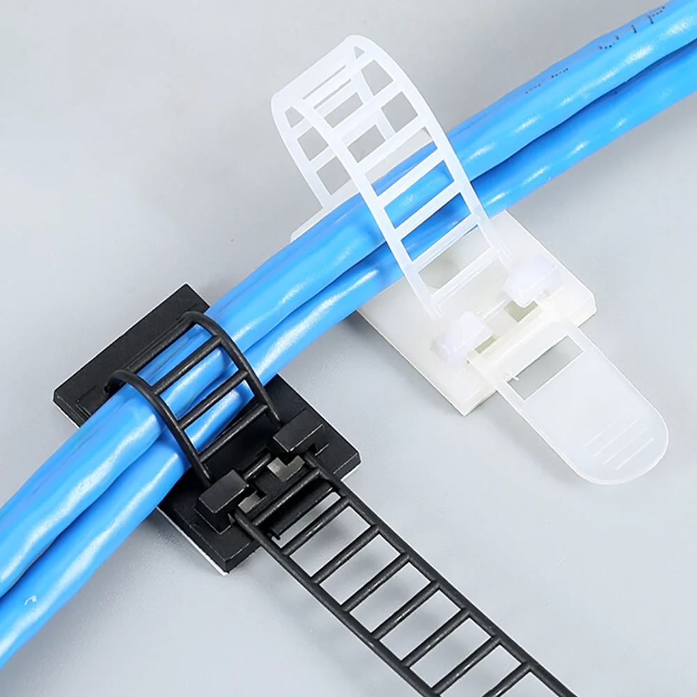 Fascetta per cavi regolabile Supporti autoadesivi Clip per cavi Cavo di rete in plastica Cavo di alimentazione Morsetto per fascetta per cavi per auto