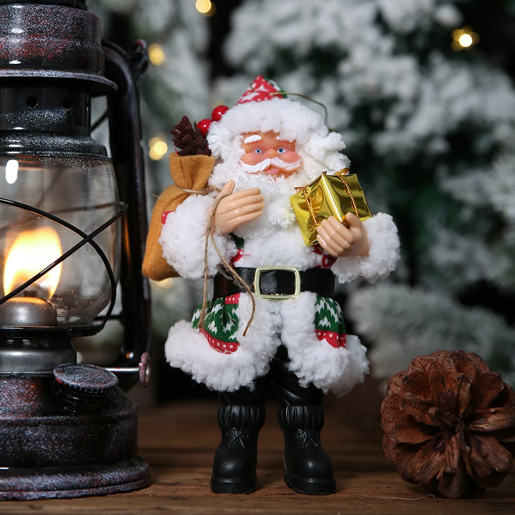 

Rustic Santa Claus Resin Statue Red Green 20x12cm Christmas Decoration Table Ornament Lucky Gift Santa Claus Figurine