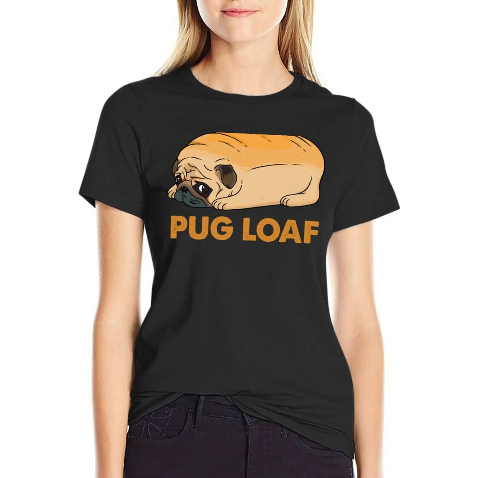 

Pug Loaf, pug toast, funny dog, meme, pug dog T-Shirt Blouse tees animal prinfor plus size t shirts for Women loose fit