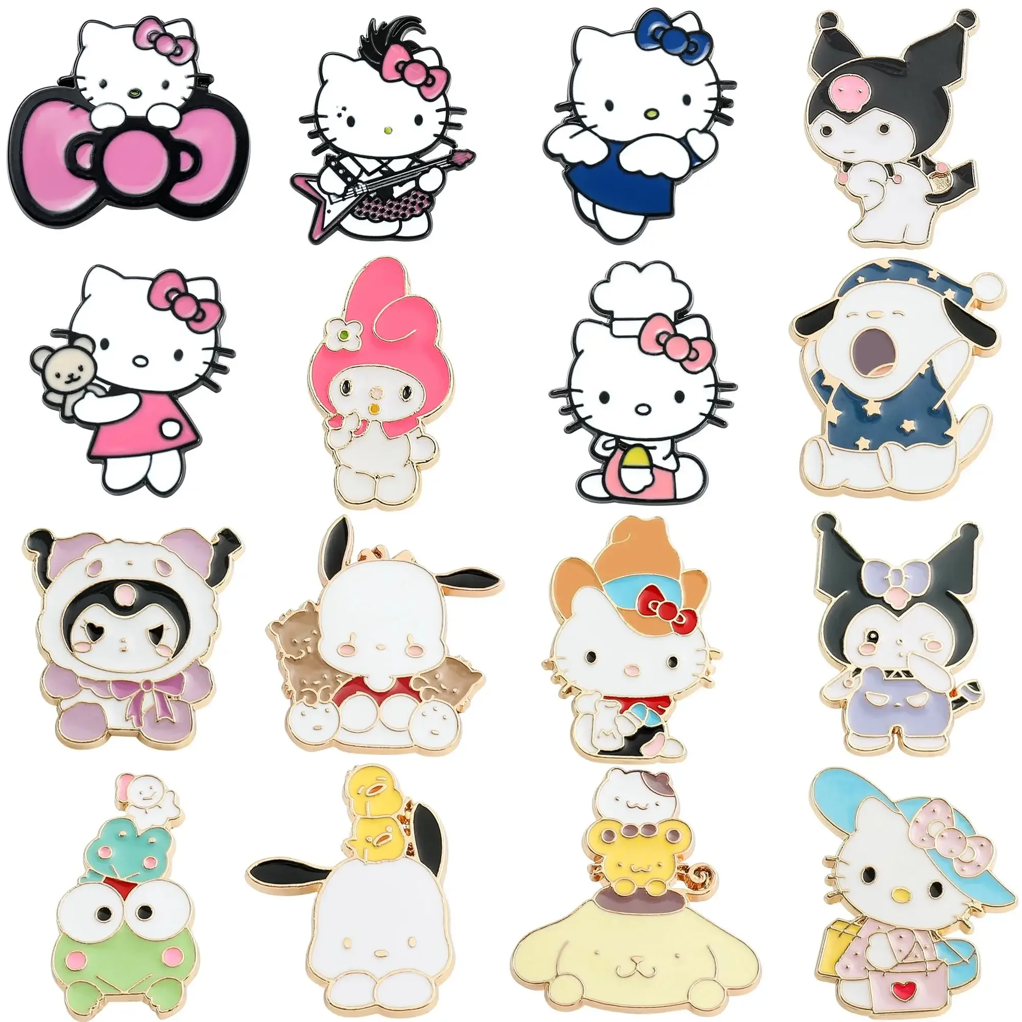 Hello Kitty Kuromi Pochacco Cute Kit Cat Lapel Pins for Backpacks Brooches for Women Enamel Pin Gift Fashion Jewelry Accessories