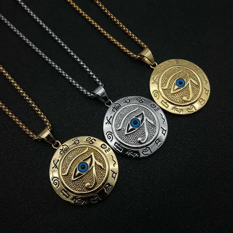 Colgante de Ojo de Horus, collar con temática de Egipto, collar redondo de Ojo de Horus para uso informal, pieza de declaración de moda