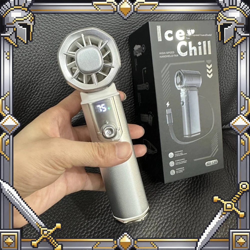 Mave MF138 Metal Handheld Small Fan Semiconductor Refrigeration Handheld Fan High Speed Turbine Motor Light Weight Low Noise