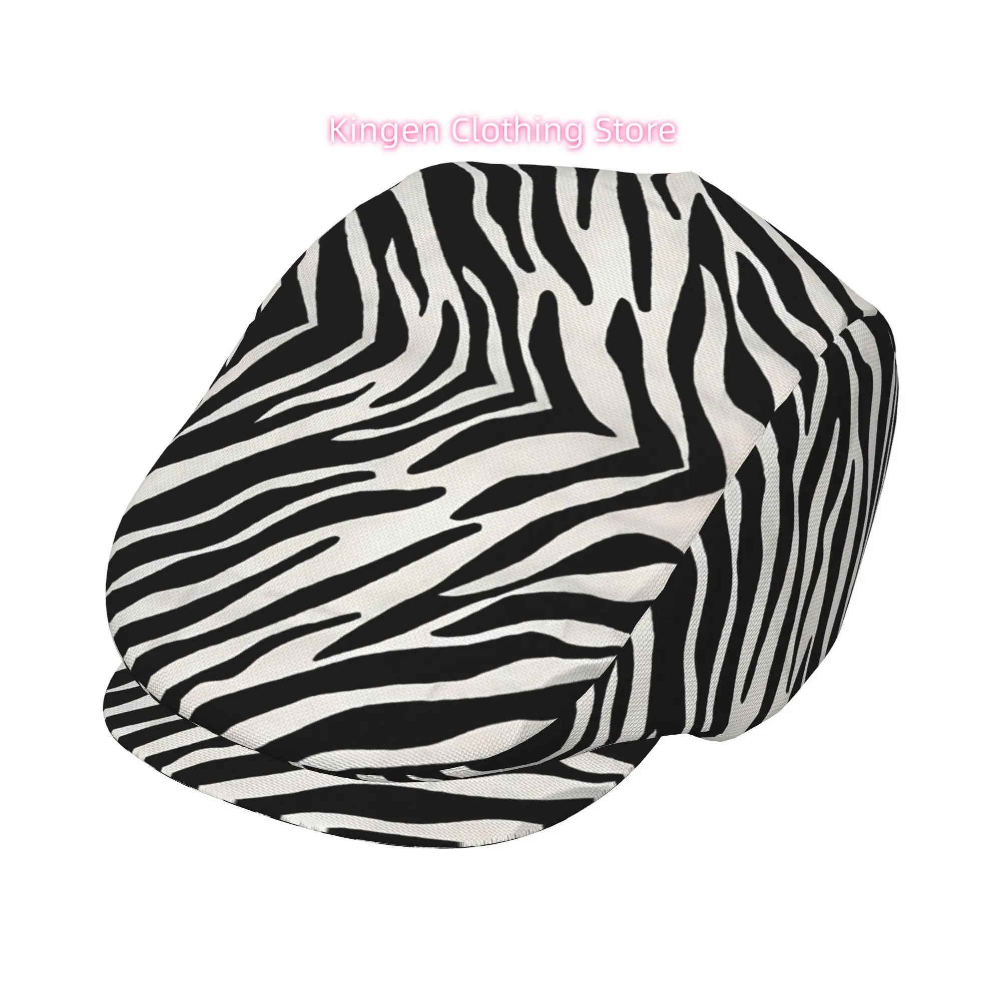 2D Flat - Adjustable Beret Hat for Men with Zebra Stripes, Also Suitable As a Newsboy Cap, Cabbie Gatsby Cap, Or Flat Cap for Wo
