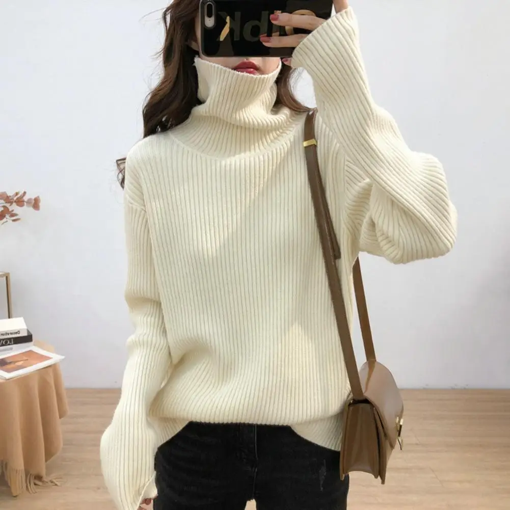 Women Autumn Sweater Cozy Turtleneck Sweater Collection for Women Ribbed Knit Pullover Soft Warm Jumper Loose Fit Knitwear