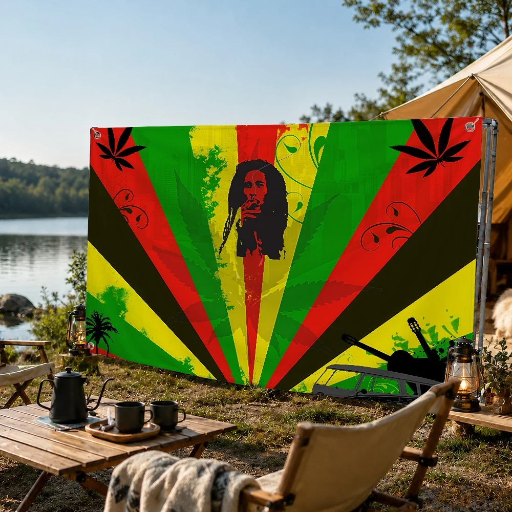 B-Bob M-Marley Reggae Singer flag Decoration Outdoor Picnic Party Art Hanging Home Camping Party Banner